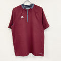 adidas　アディダス　半袖ハーフジップTシャツ　ワンポイント　赤　レッド　バイカラー　Lサイズ