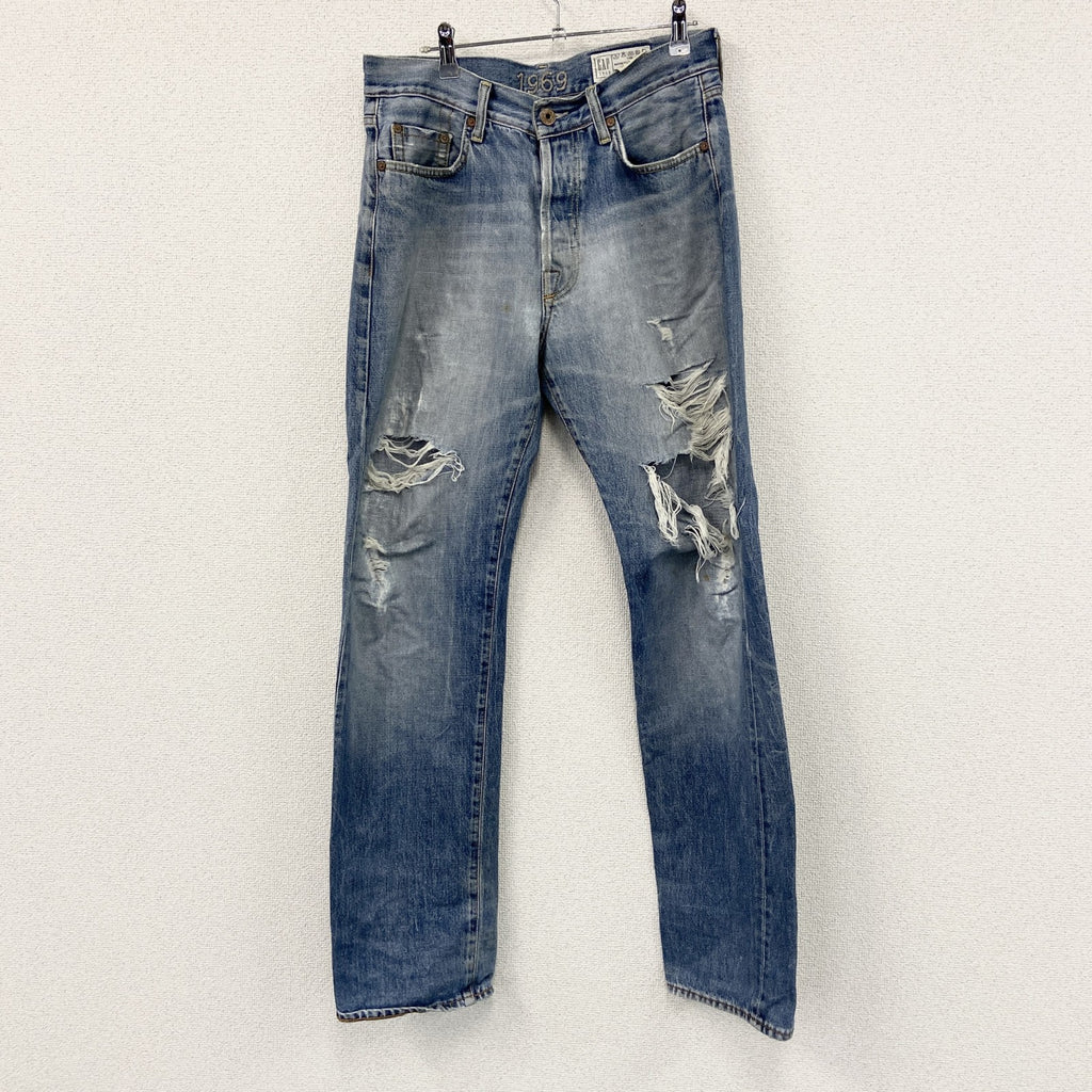 GAP　ギャップ　ダメージデニムパンツ/ジーンズ　縦落ち　ボタンフライ　インディゴ　W33サイズ