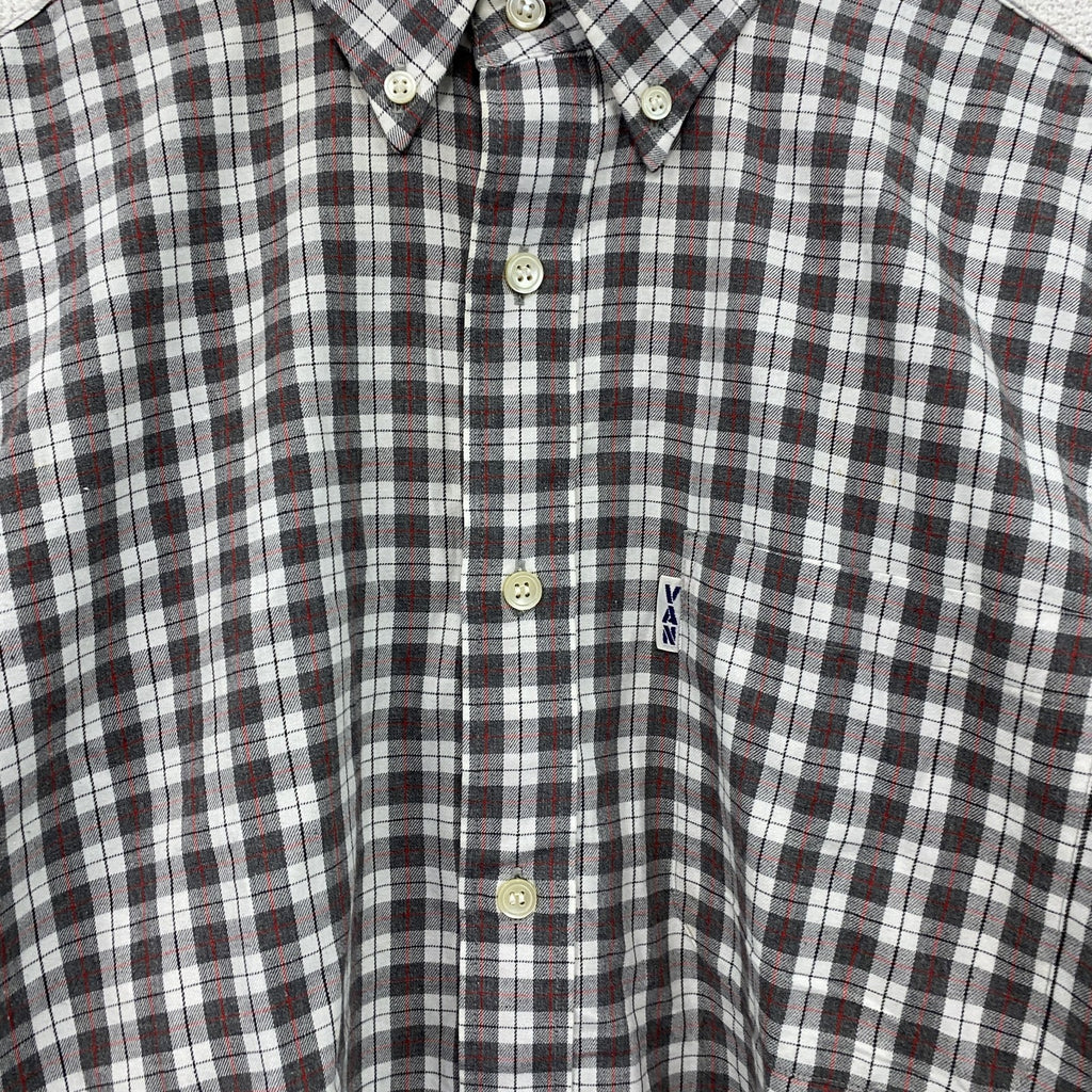 VAN Jacket　ヴァンジャケット　長袖ボタンダウンシャツ　チェック柄　グレー　Lサイズ