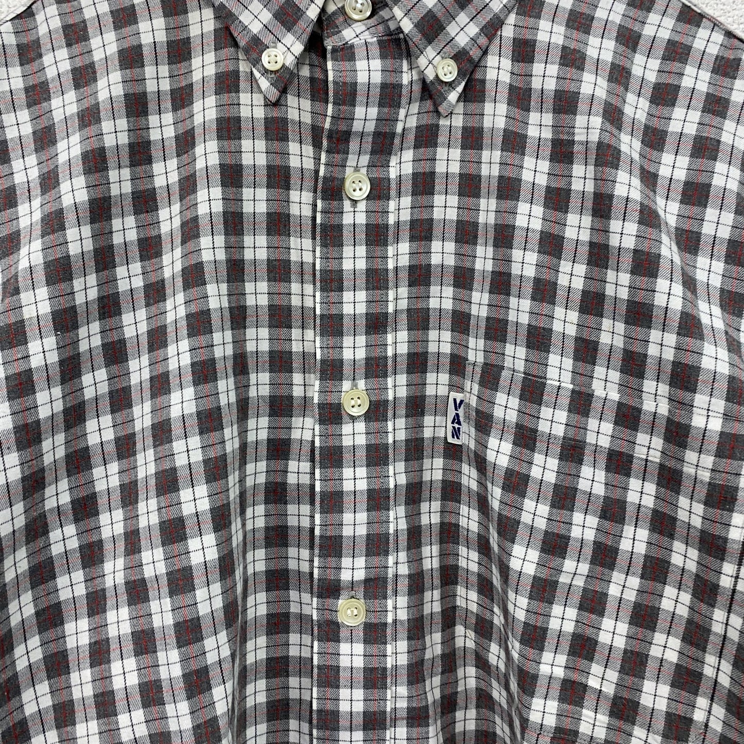 VAN Jacket　ヴァンジャケット　長袖ボタンダウンシャツ　チェック柄　グレー　Lサイズ