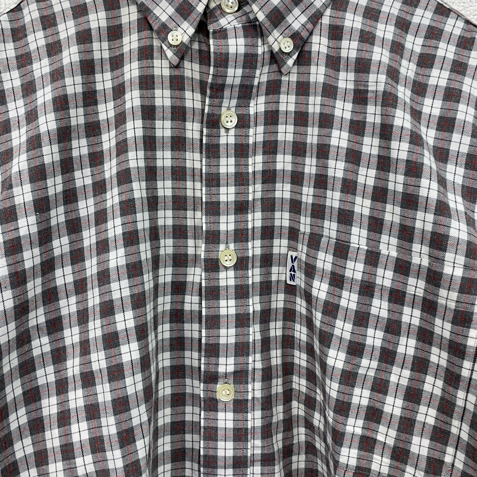 VAN Jacket　ヴァンジャケット　長袖ボタンダウンシャツ　チェック柄　グレー　Lサイズ