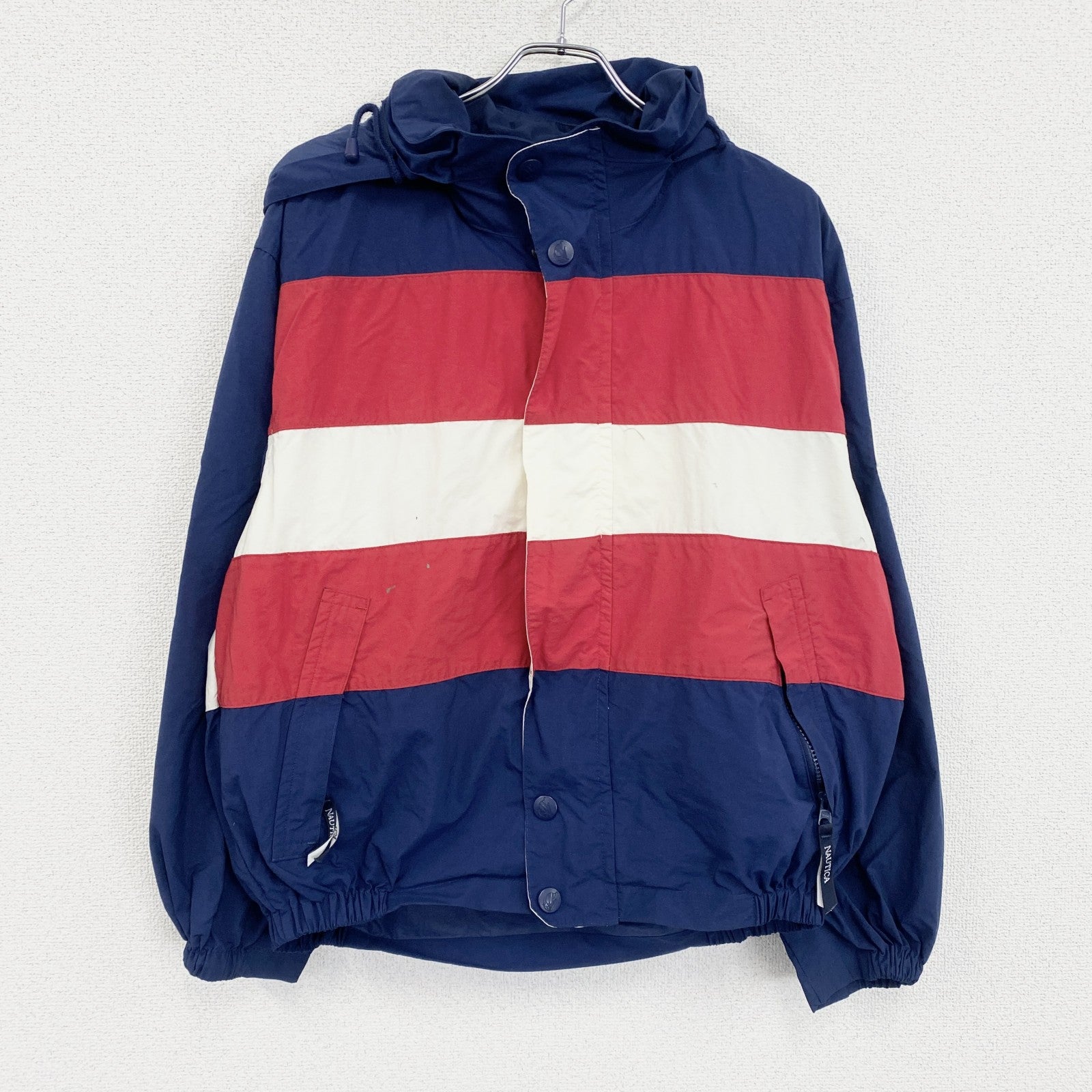 90s　NAUTICA　ノーティカ　フルジップナイロンジャケット　ヴィンテージ　紺　ネイビー　Mサイズ