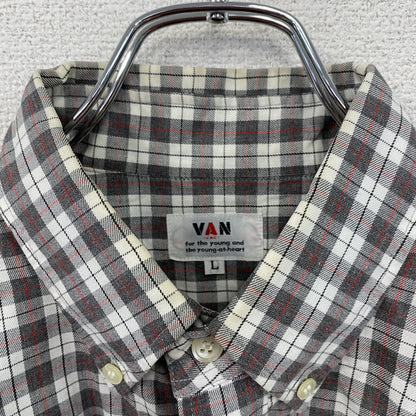 VAN Jacket　ヴァンジャケット　長袖ボタンダウンシャツ　チェック柄　グレー　Lサイズ