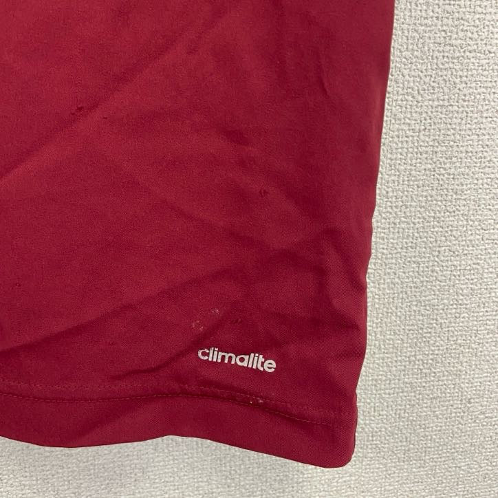 adidas　アディダス　半袖ハーフジップTシャツ　ワンポイント　赤　レッド　バイカラー　Lサイズ
