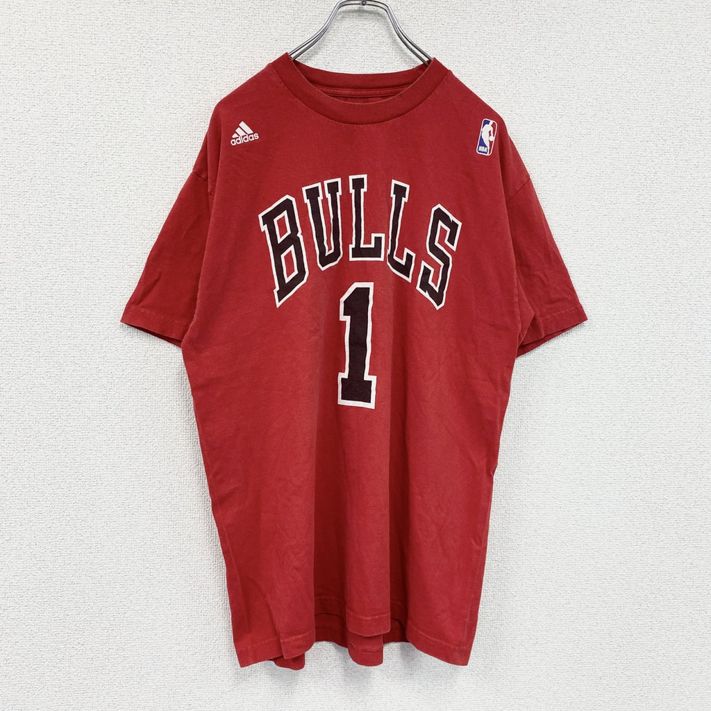adidas　アディダス　シカゴブルズ　半袖プリントTシャツ　赤　レッド　Lサイズ