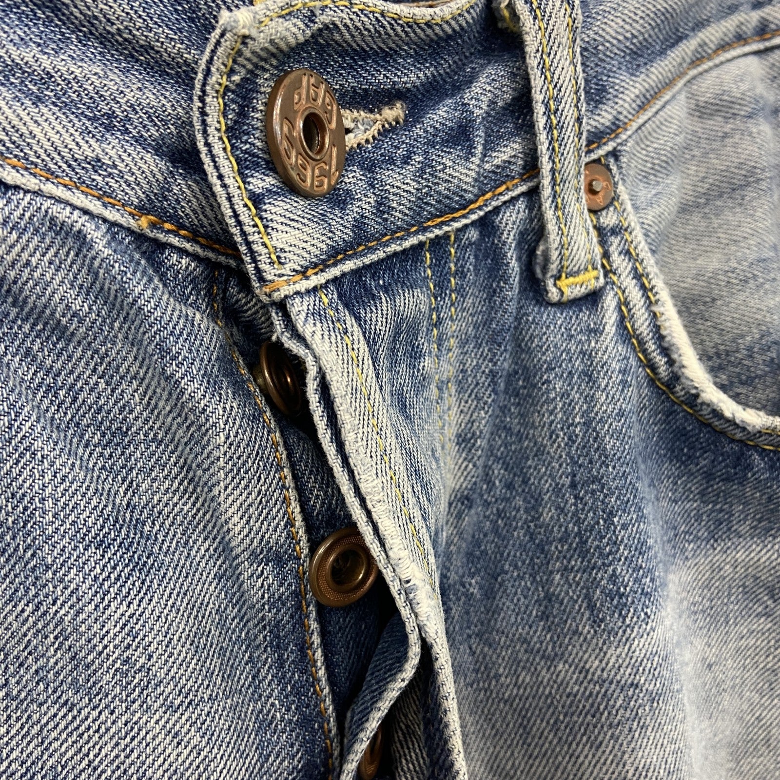 GAP　ギャップ　ダメージデニムパンツ/ジーンズ　縦落ち　ボタンフライ　インディゴ　W33サイズ