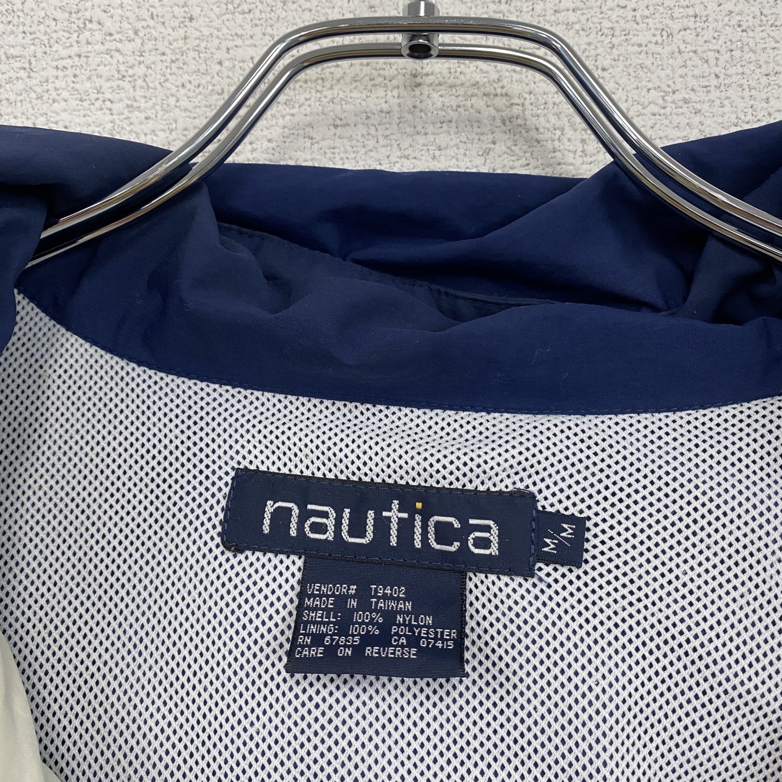 90s　NAUTICA　ノーティカ　フルジップナイロンジャケット　ヴィンテージ　紺　ネイビー　Mサイズ