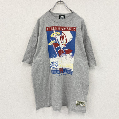 Beaver Roots　ビーバールーツ　リレハンメル冬季オリンピック　半袖プリントTシャツ　シングルステッチ　グレー