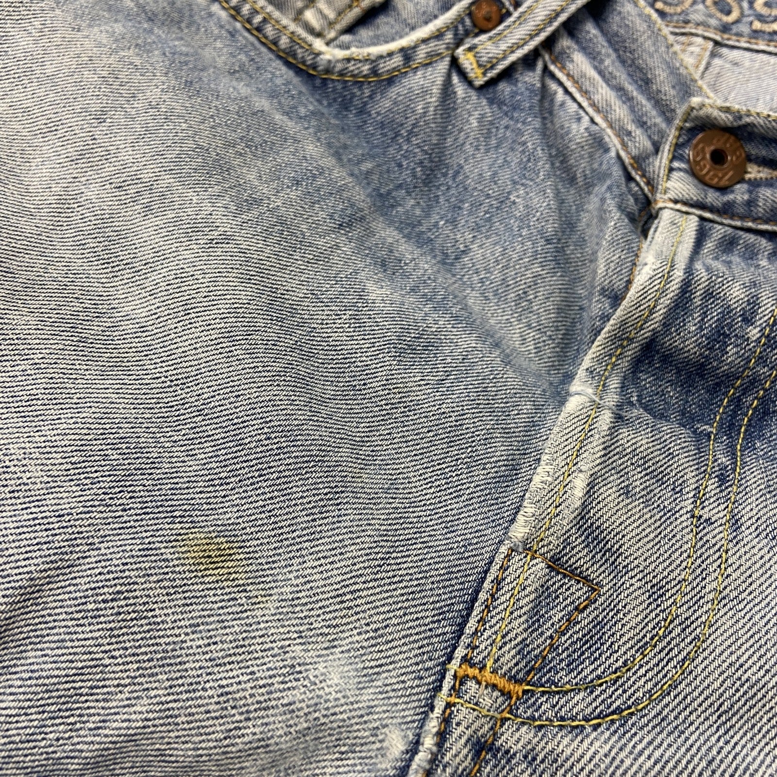 GAP　ギャップ　ダメージデニムパンツ/ジーンズ　縦落ち　ボタンフライ　インディゴ　W33サイズ