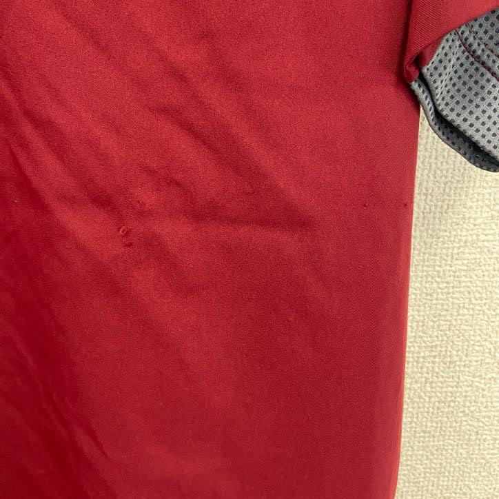 adidas　アディダス　半袖ハーフジップTシャツ　ワンポイント　赤　レッド　バイカラー　Lサイズ