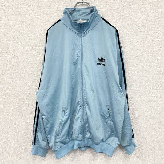 ～90s　adidas　アディダス　トラックジャケット/ジャージ　ヴィンテージ　刺繍ロゴ　水色　ライトブルー　Lサイズ