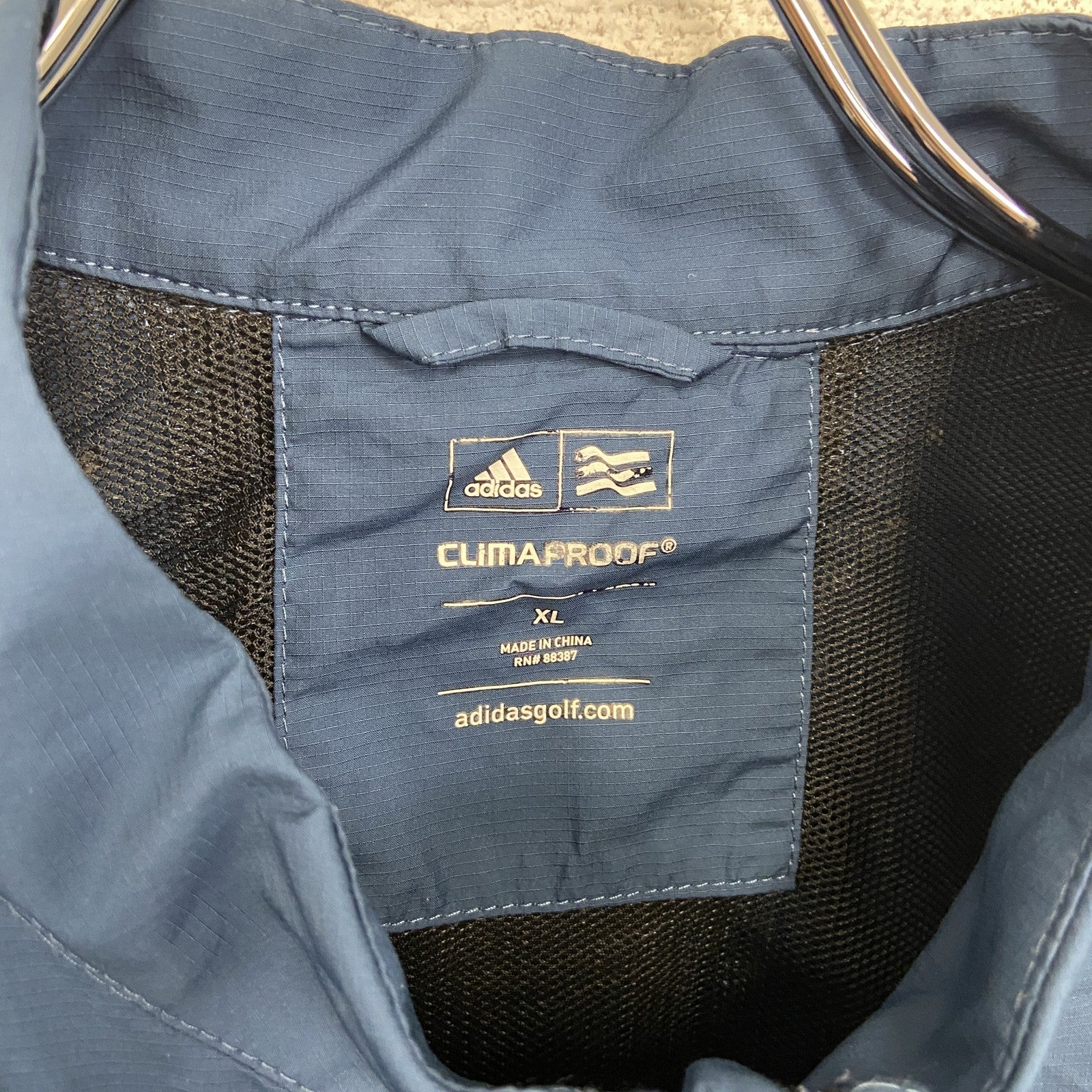 adidas　アディダス　半袖プルオーバージャケット　ハーフジップ　ワンポイント　青　ブルー　XLサイズ