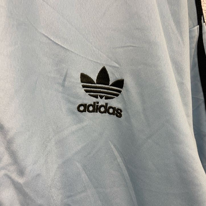 ～90s　adidas　アディダス　トラックジャケット/ジャージ　ヴィンテージ　刺繍ロゴ　水色　ライトブルー　Lサイズ