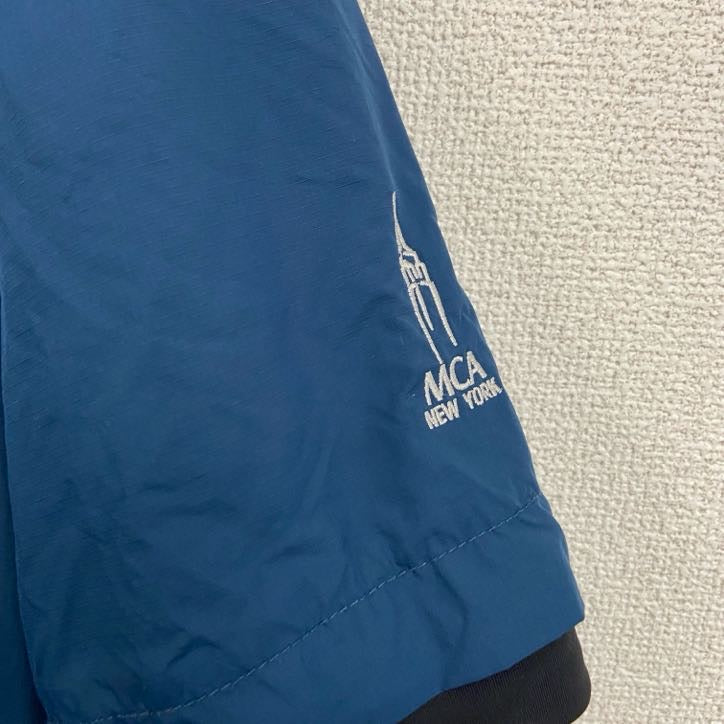 adidas　アディダス　半袖プルオーバージャケット　ハーフジップ　ワンポイント　青　ブルー　XLサイズ