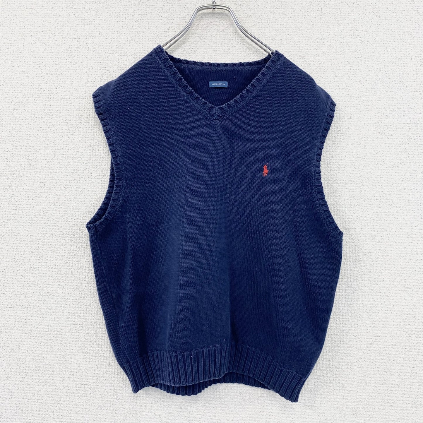 RALPH LAUREN　ラルフローレン　コットンニットベスト　紺　ネイビー　