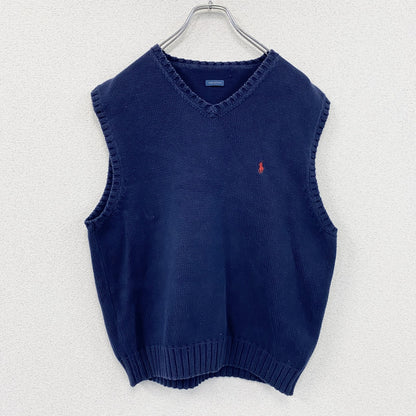 RALPH LAUREN　ラルフローレン　コットンニットベスト　紺　ネイビー　