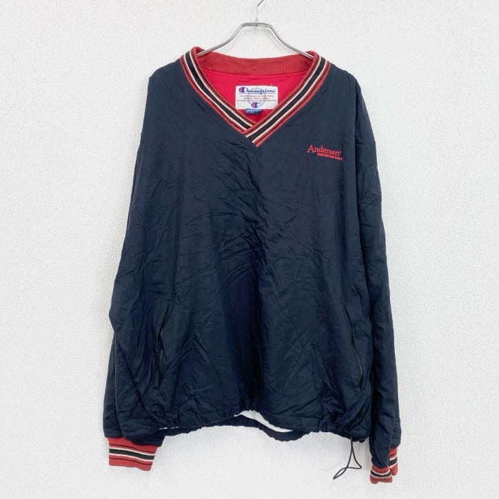90s　Champion　チャンピオン　プルオーバーナイロンジャケット　ヴィンテージ　紺　ネイビー　XXLサイズ