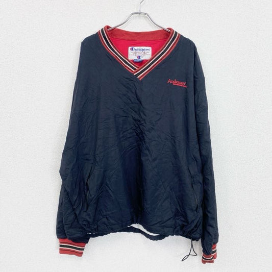 90s　Champion　チャンピオン　プルオーバーナイロンジャケット　ヴィンテージ　紺　ネイビー　XXLサイズ