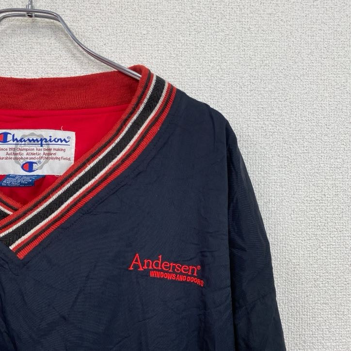 90s　Champion　チャンピオン　プルオーバーナイロンジャケット　ヴィンテージ　紺　ネイビー　XXLサイズ