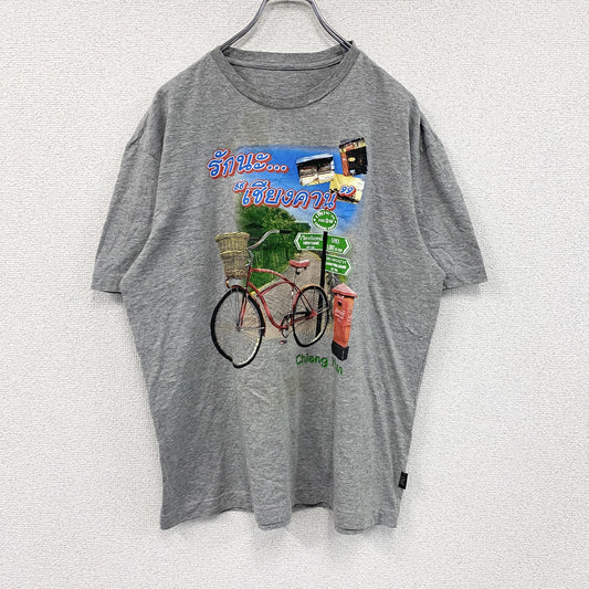 COVE　半袖プリントTシャツ　シャム文字　タイ　タイ文字　灰色　グレー