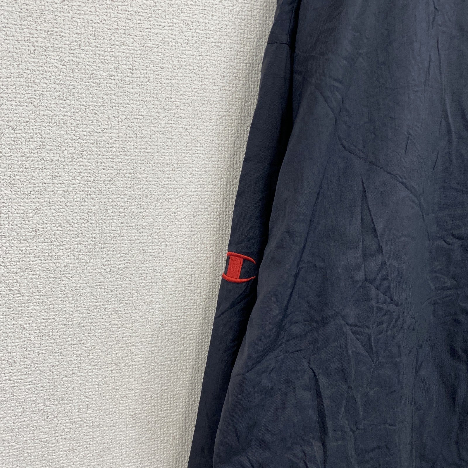 90s　Champion　チャンピオン　プルオーバーナイロンジャケット　ヴィンテージ　紺　ネイビー　XXLサイズ