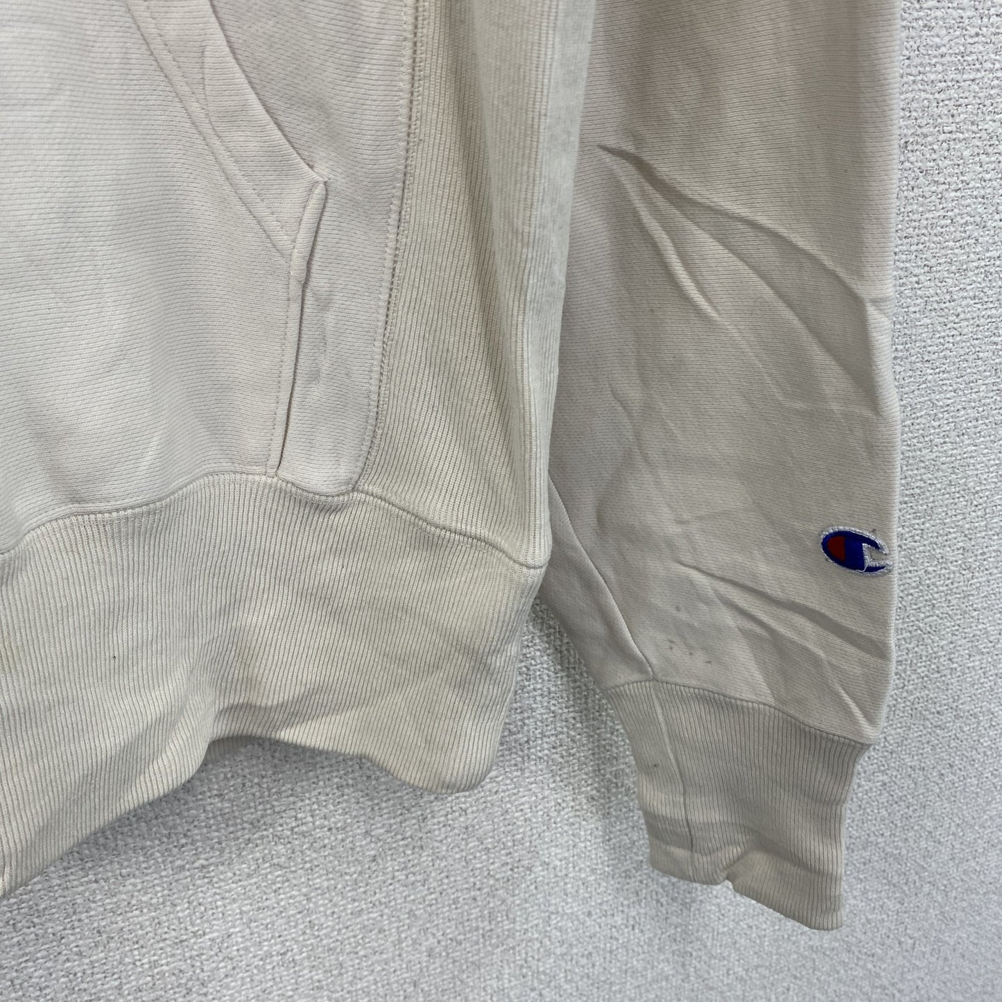 Champion　チャンピオン　リバースウィーブ　スウェットパーカー/フーディー　刺繍ロゴ　ワンポイント　現行　白　ホワイト　Sサイズ