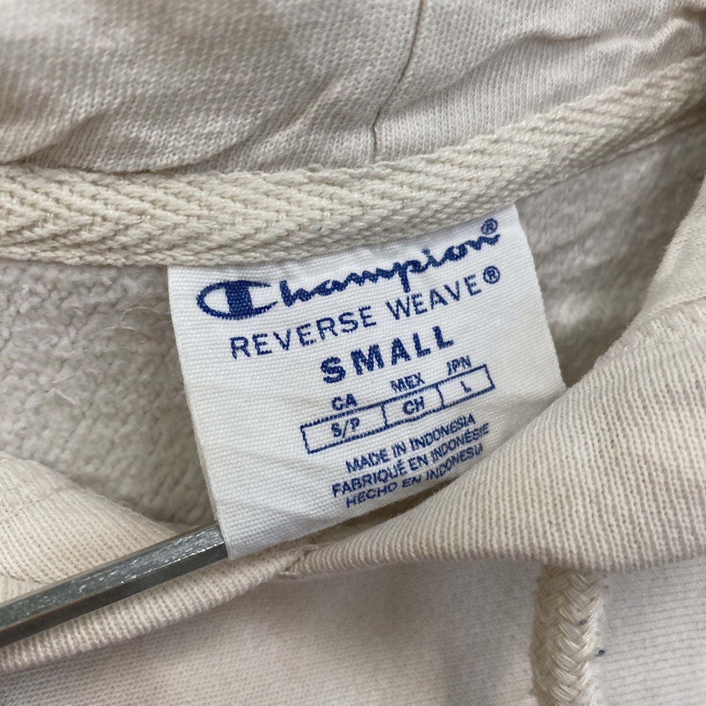 Champion　チャンピオン　リバースウィーブ　スウェットパーカー/フーディー　刺繍ロゴ　ワンポイント　現行　白　ホワイト　Sサイズ