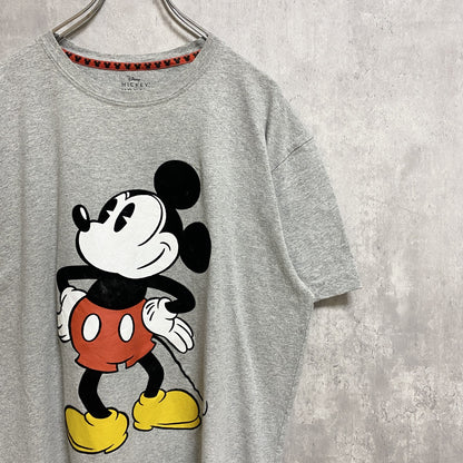 古着 used　Disney　ディズニー　半袖プリントTシャツ　グレー　Mickey　ミッキー　クルーネック　オーバーサイズ