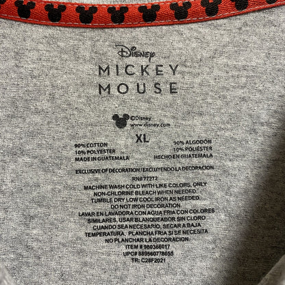 古着 used　Disney　ディズニー　半袖プリントTシャツ　グレー　Mickey　ミッキー　クルーネック　オーバーサイズ