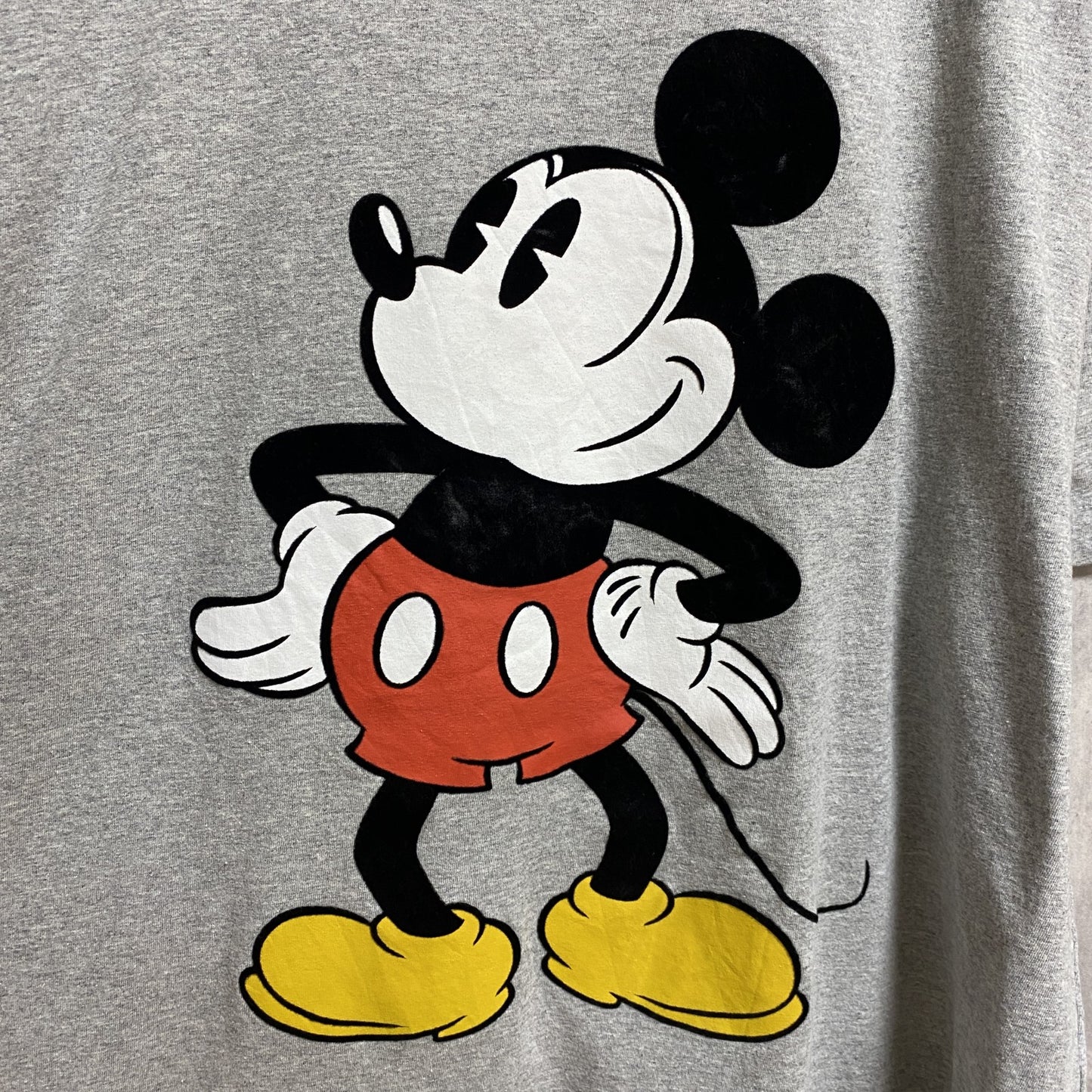 古着 used　Disney　ディズニー　半袖プリントTシャツ　グレー　Mickey　ミッキー　クルーネック　オーバーサイズ