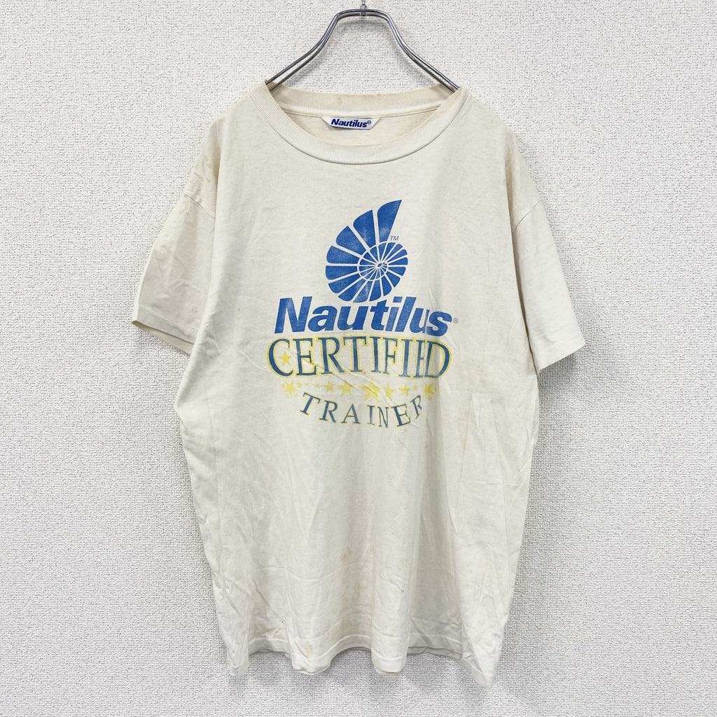 Nautilus　ノーティラス　半袖プリントTシャツ　シングルステッチ　ベージュ　
