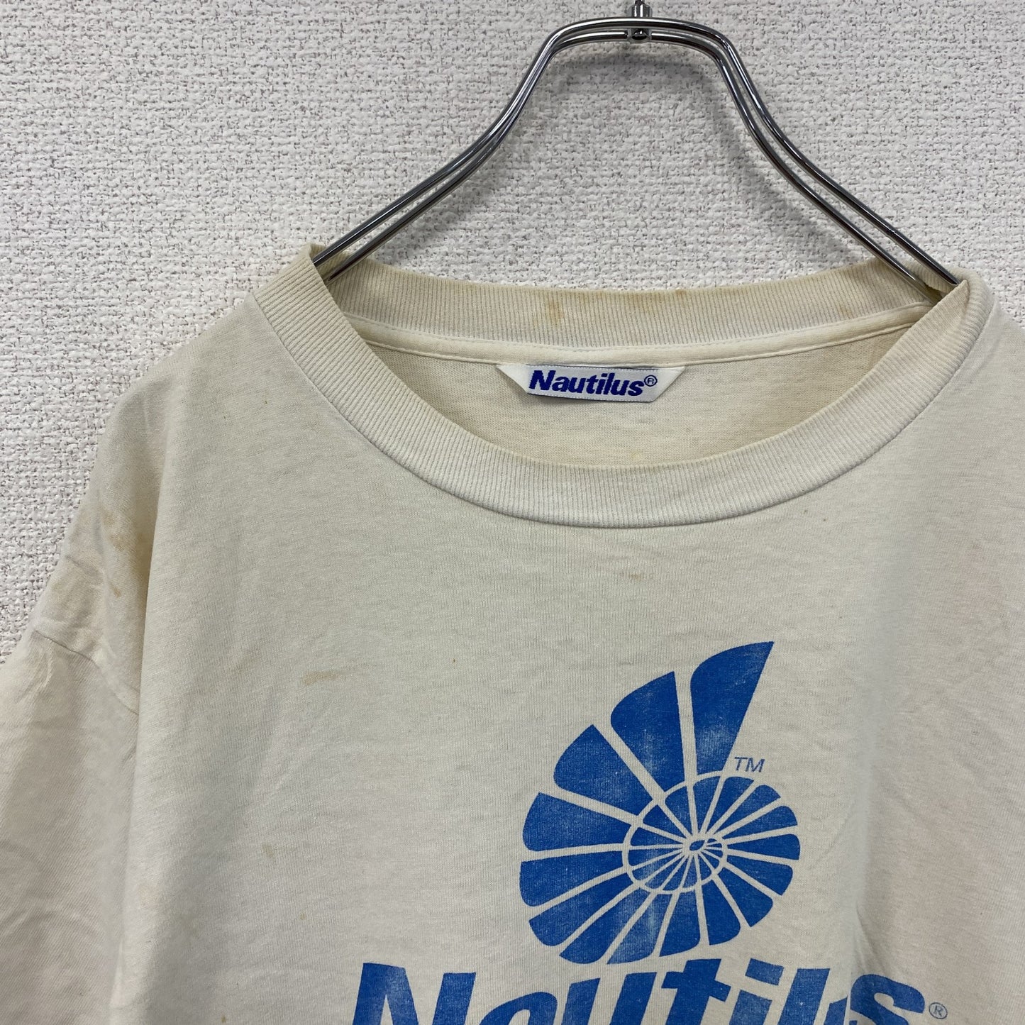 Nautilus　ノーティラス　半袖プリントTシャツ　シングルステッチ　ベージュ　