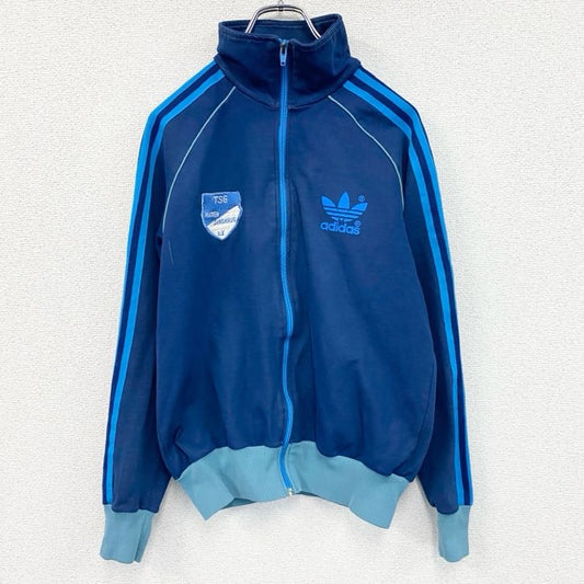 80s　adidas　アディダス　トラックジャケット/ジャージ　ヴィンテージ　刺繍ロゴ　紺　ネイビー　Mサイズ