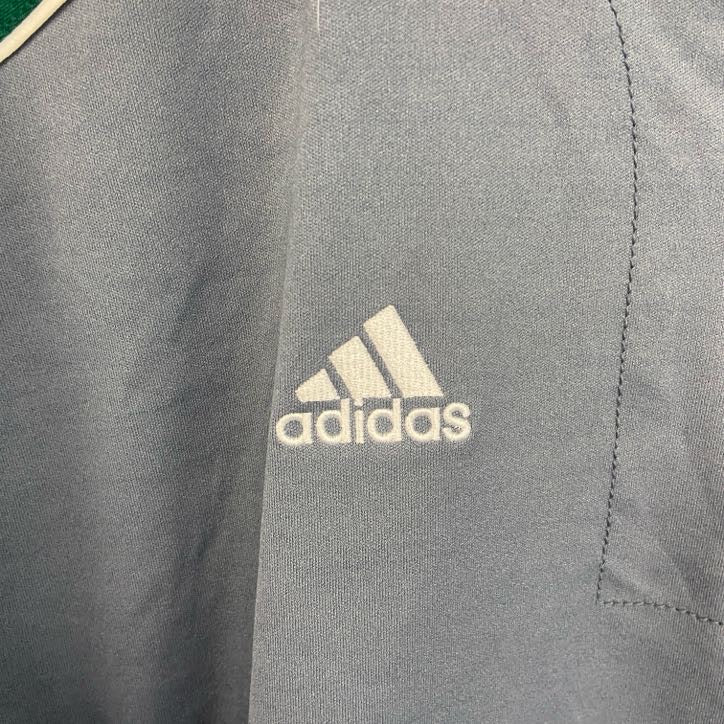 adidas　アディダス　半袖プルオーバージャケット　ハーフジップ　ワンポイント　灰　グレー　XLサイズ
