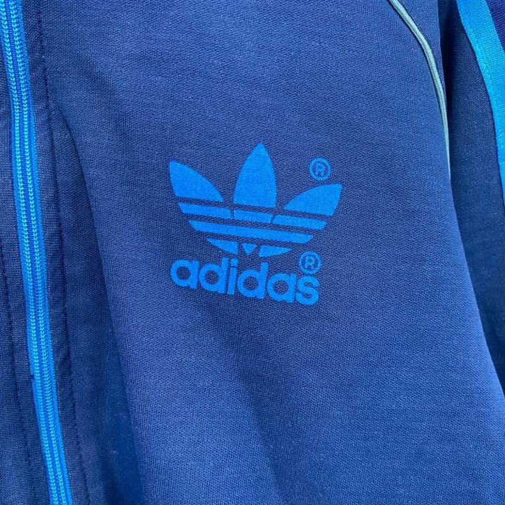 80s　adidas　アディダス　トラックジャケット/ジャージ　ヴィンテージ　刺繍ロゴ　紺　ネイビー　Mサイズ