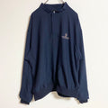 古着 used　ZERO　長袖ナイロンプルオーバー　ハーフボタン　ワンポイント刺繍　ゴルフ　ネイビー　秋冬服　Lサイズ