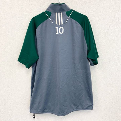 adidas　アディダス　半袖プルオーバージャケット　ハーフジップ　ワンポイント　灰　グレー　XLサイズ