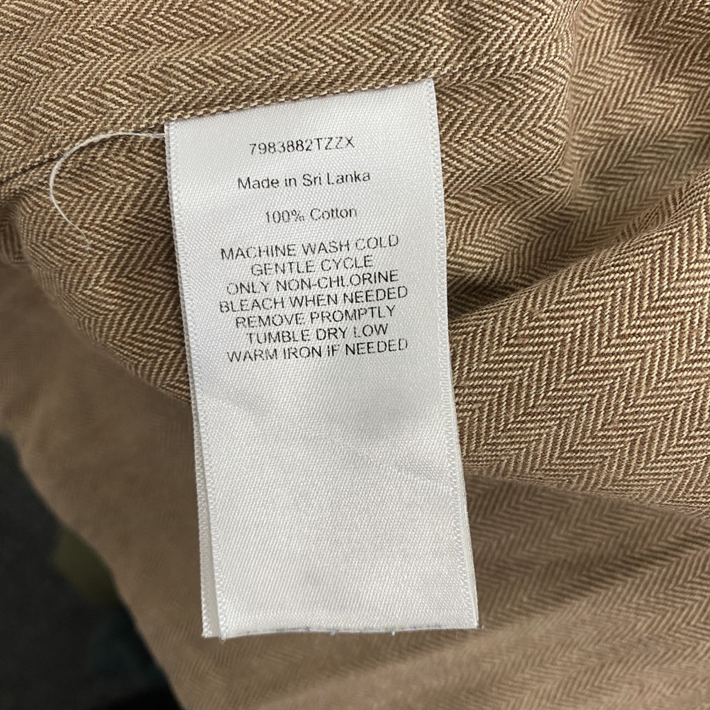 90s　RALPH LAUREN　ラルフローレン　長袖ボタンダウンシャツ　ヘリンボーン　茶色　ブラウン　Lサイズ