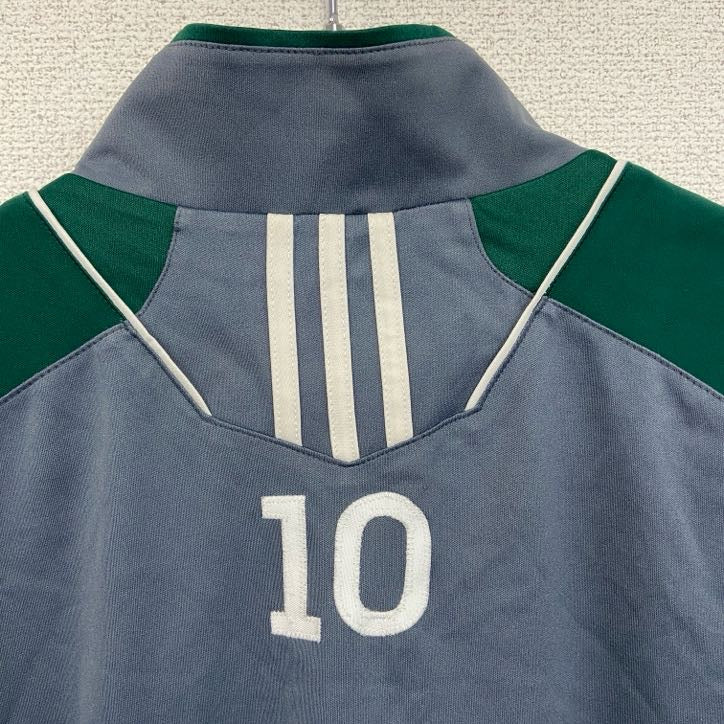 adidas　アディダス　半袖プルオーバージャケット　ハーフジップ　ワンポイント　灰　グレー　XLサイズ