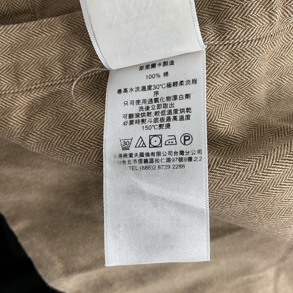 90s　RALPH LAUREN　ラルフローレン　長袖ボタンダウンシャツ　ヘリンボーン　茶色　ブラウン　Lサイズ