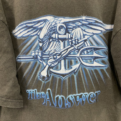 00s～　DELTA　NAVSPECWAR　半袖プリントTシャツ　ヴィンテージ　茶色　ブラウン　Lサイズ