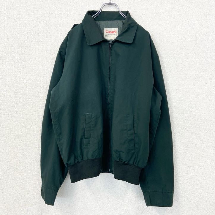 古着 used　CANEX　長袖フルジップワークジャケット　スイングトップ　シンプル　深緑　ノームコア　カナダ製　XLサイズ