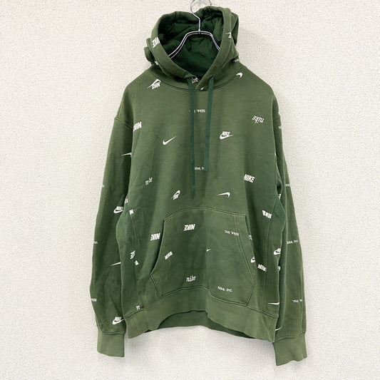 NIKE　ナイキ　スウェットパーカー/フーディー　クラブフリース　フェード　スウッシュ　総柄　緑　グリーン　Mサイズ