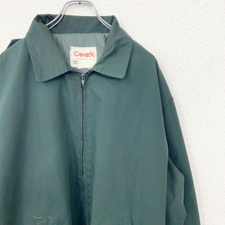 古着 used　CANEX　長袖フルジップワークジャケット　スイングトップ　シンプル　深緑　ノームコア　カナダ製　XLサイズ