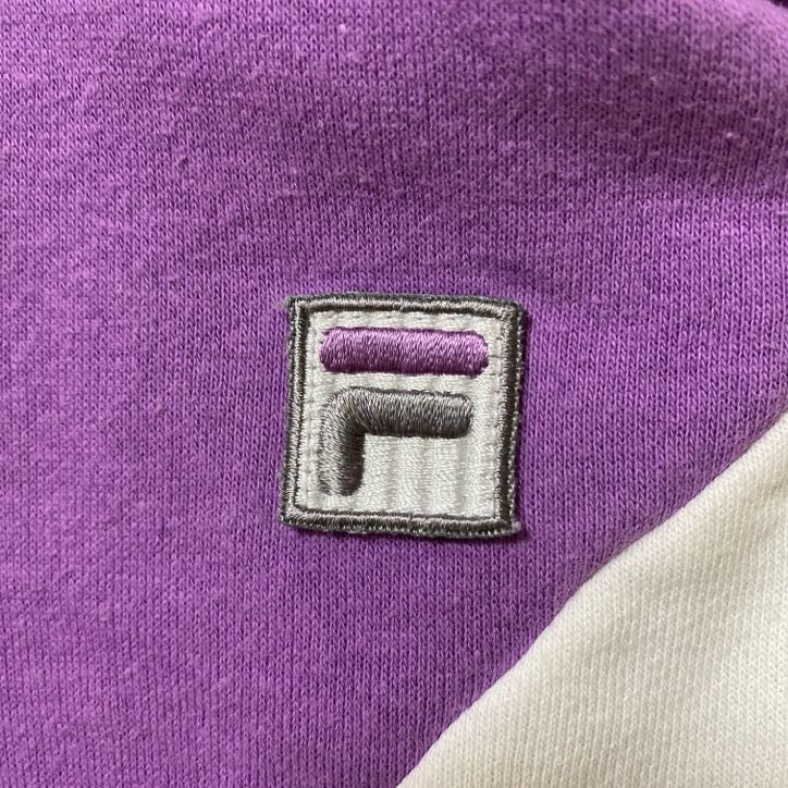 古着 used FILA フィラ 長袖ハーフジップワンポイントロゴスウェット　トレーナー　レトロデザイン　マルチカラー　Mサイズ