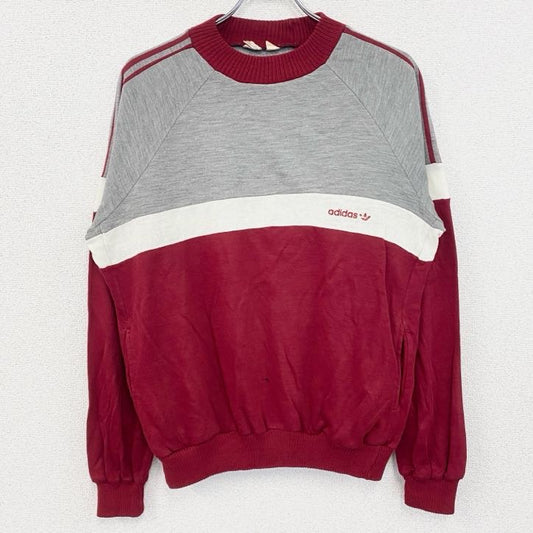 70s　adidas　アディダス　スウェット/トレーナー　ヴィンテージ　灰色　グレー　赤　レッド　174サイズ