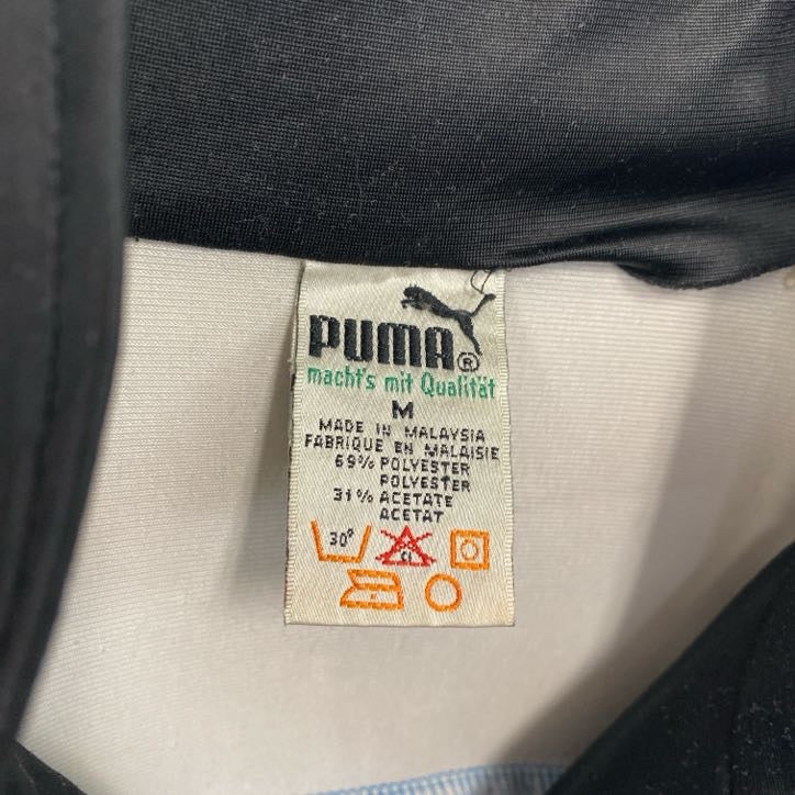 ～80s　PUMA　プーマ　トラックジャケット/ジャージ　ヴィンテージ　刺繍ロゴ　マルチカラー　ブラック　Mサイズ