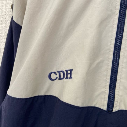古着 used　GAME SPORT SWEAR　長袖ハーフジップナイロンプルオーバー　バイカラー　刺　ネイビー　白　XSサイズ