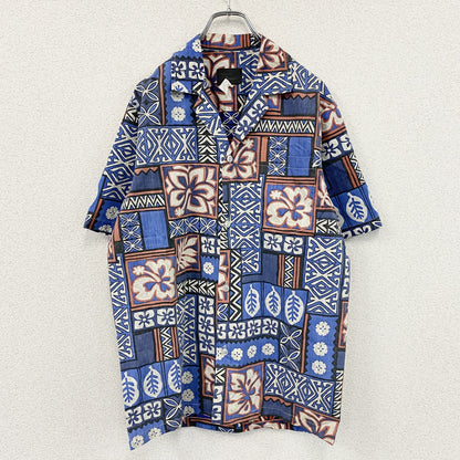 Kalani Designs　半袖開襟シャツ　アロハシャツ　総柄　青　ブルー　Mサイズ