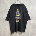 古着 used　Disney　ディズニー　半袖プリントＴシャツ　黒　ブラック　ミッキー　キャラクター　クリスマス　オーバーサイズ